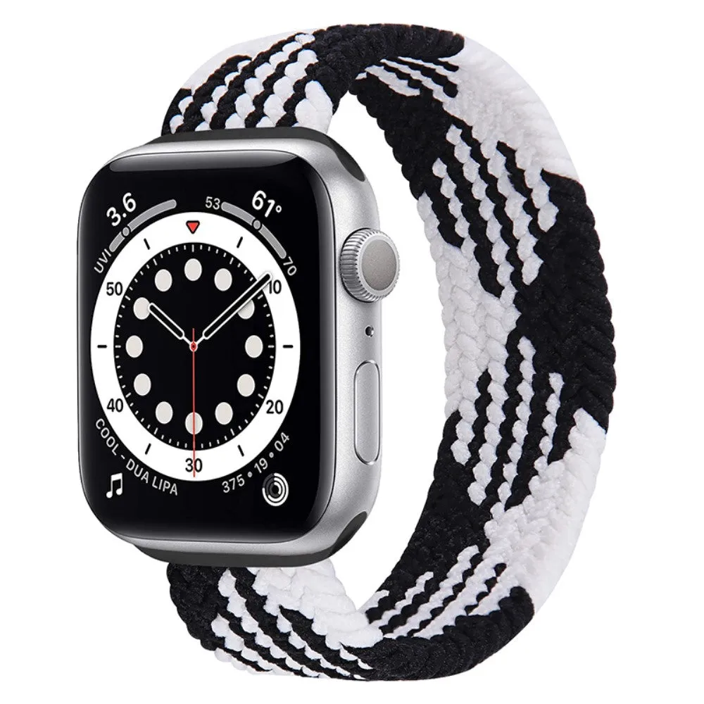 Apple Watch (41mm) elastic watch strap - Black / White Splicing / Size: S