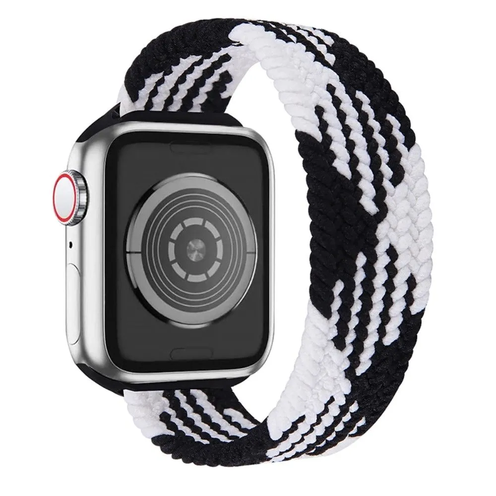 Apple Watch (41mm) elastic watch strap - Black / White Splicing / Size: S