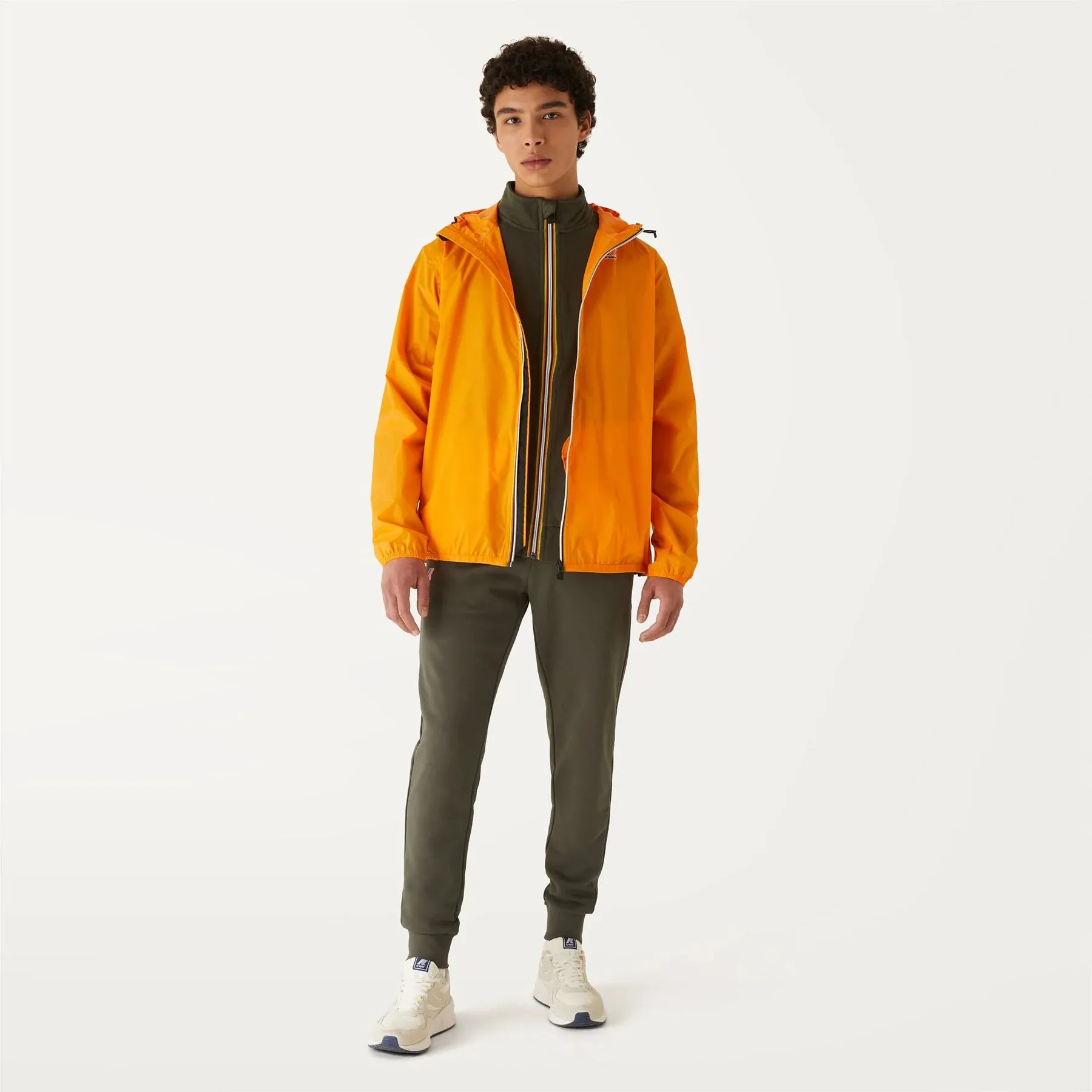 Claude - Kids Packable Full Zip Rain Jacket in Orange