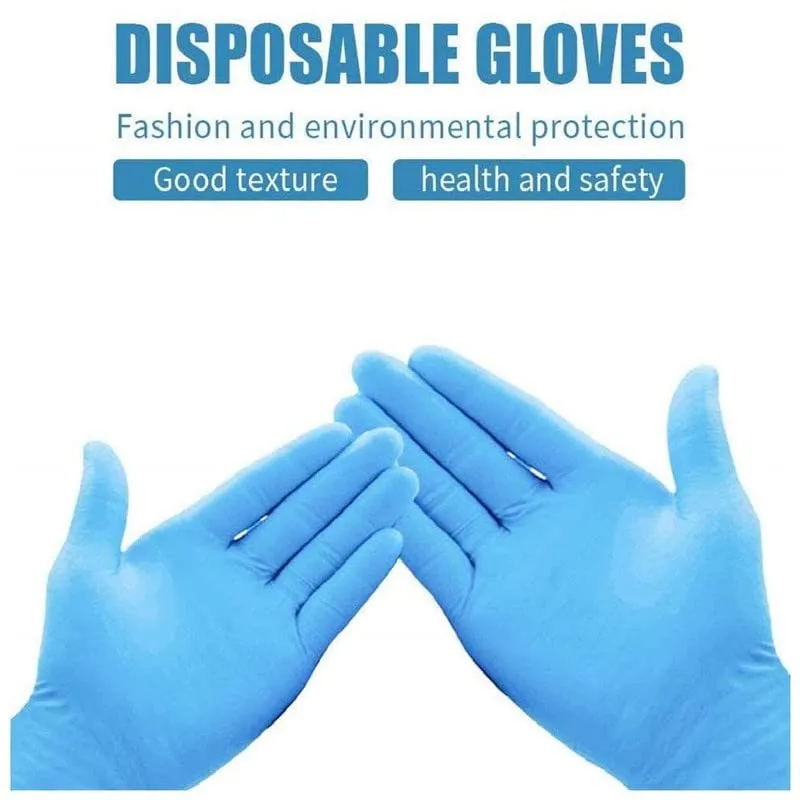 COWOX Surgicals Nitrile Gloves Disposable Powder Free Examination Blue Hand Gloves Food Grade CE & FDA Approved Medium Size-100 Pieces, Non-Sterile